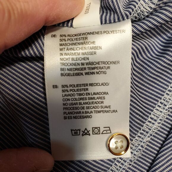 Chick-fil-A oobe Team Style Team Member Polo Blue Pinstripe Shirt L - Picture 5 of 6